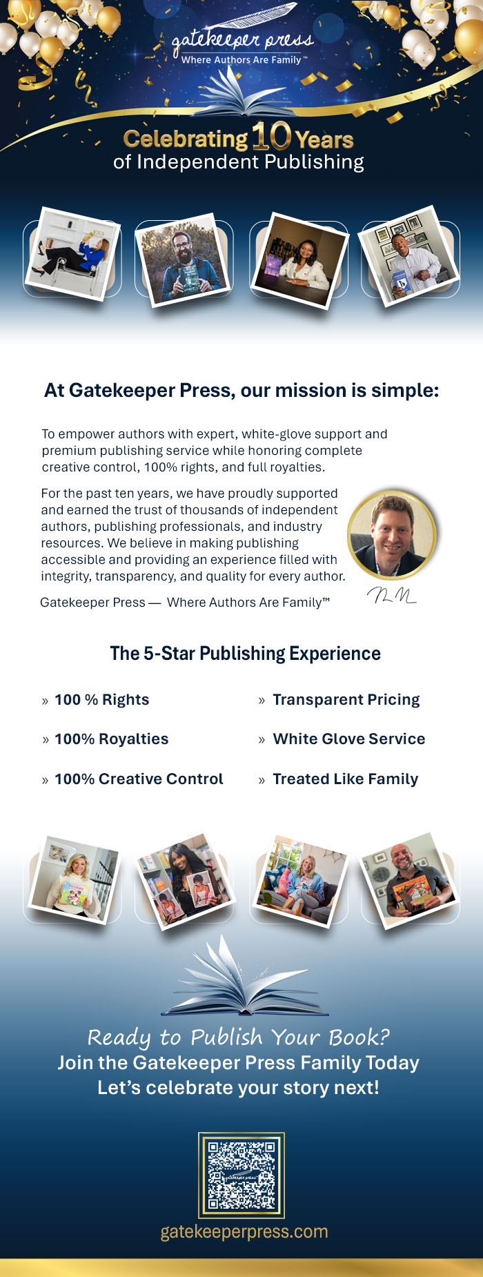 Gatekeeper Press 10-Year Anniversary promotion for indie authors